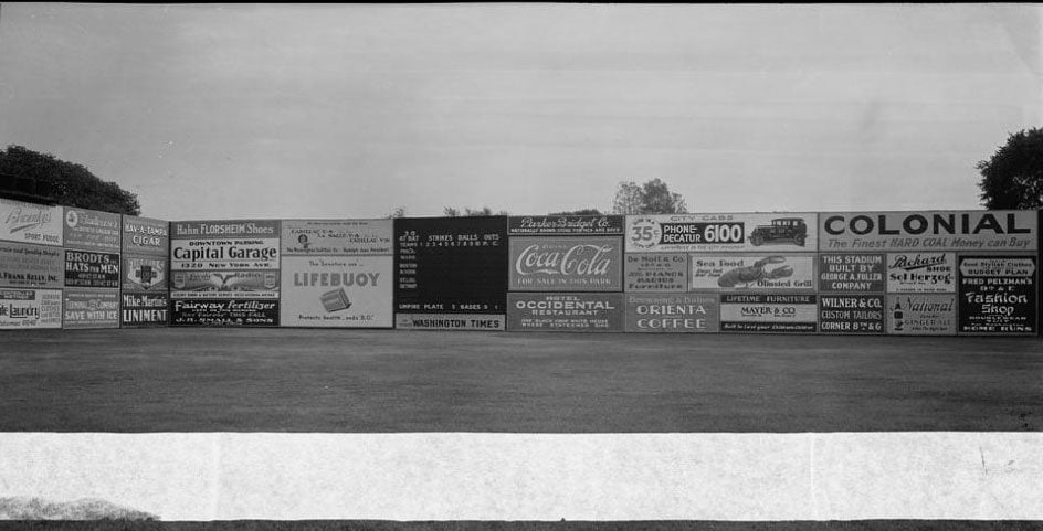 baseball-advertising advertising at baseball field 1900s